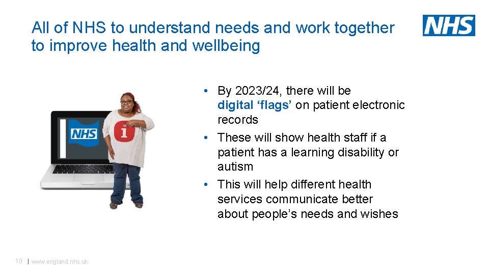 All of NHS to understand needs and work together to improve health and wellbeing All of NHS to understand needs and work together to improve health and wellbeing