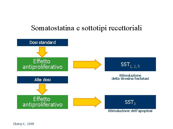 Somatostatina e sottotipi recettoriali Dosi standard Effetto antiproliferativo Alte dosi Effetto antiproliferativo SST 1,