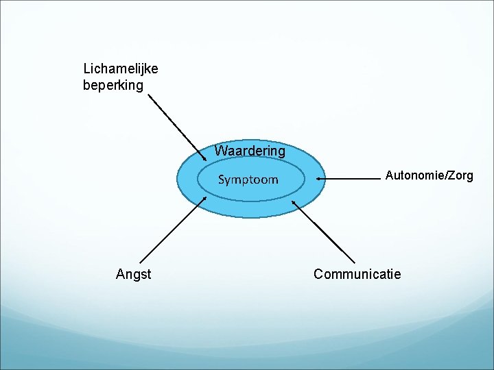 Lichamelijke beperking Waardering Symptoom Angst Autonomie/Zorg Communicatie 