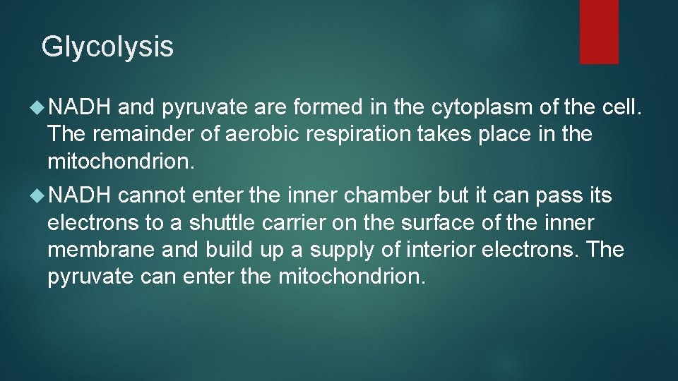 Glycolysis NADH and pyruvate are formed in the cytoplasm of the cell. The remainder Glycolysis NADH and pyruvate are formed in the cytoplasm of the cell. The remainder