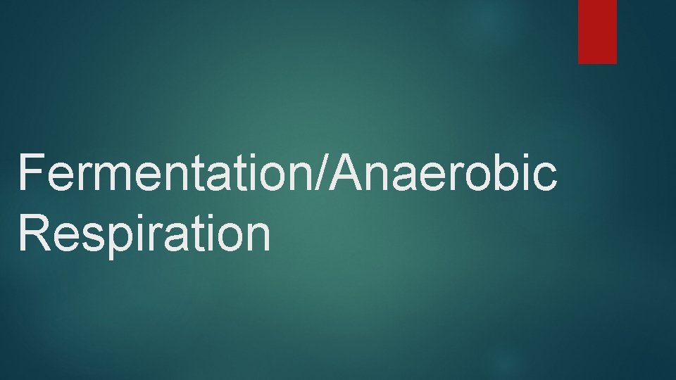 Fermentation/Anaerobic Respiration Fermentation/Anaerobic Respiration
