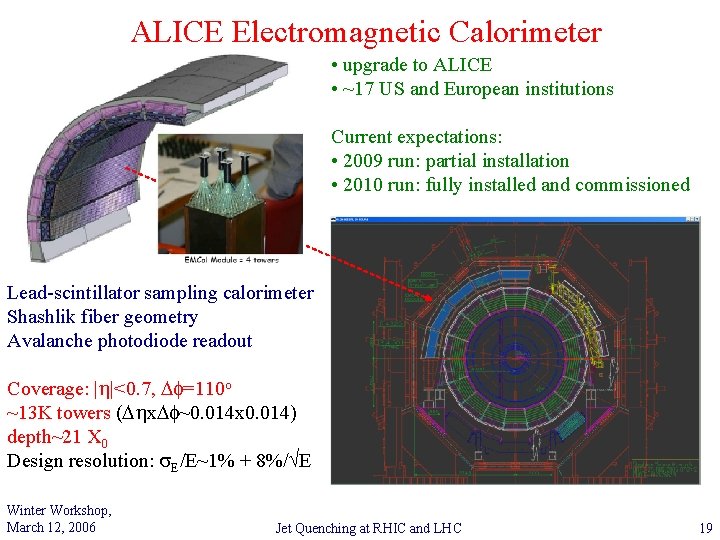 ALICE Electromagnetic Calorimeter • upgrade to ALICE • ~17 US and European institutions Current