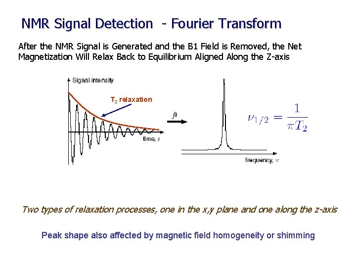 NMR Signal Detection - Fourier Transform After the NMR Signal is Generated and the