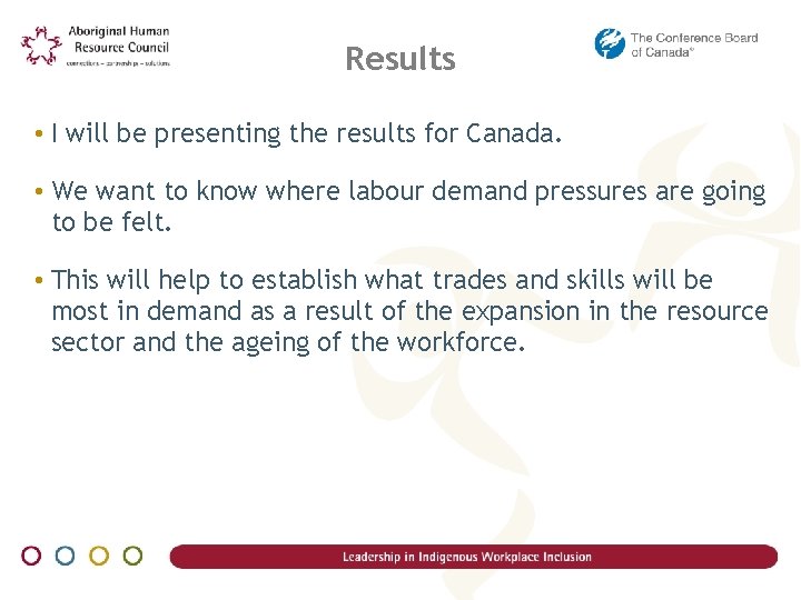 Results • I will be presenting the results for Canada. • We want to