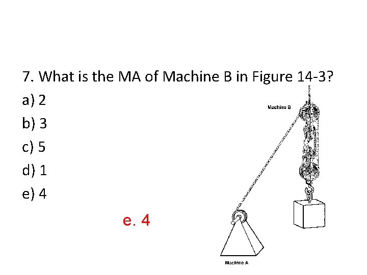 7. What is the MA of Machine B in Figure 14 -3? a) 2