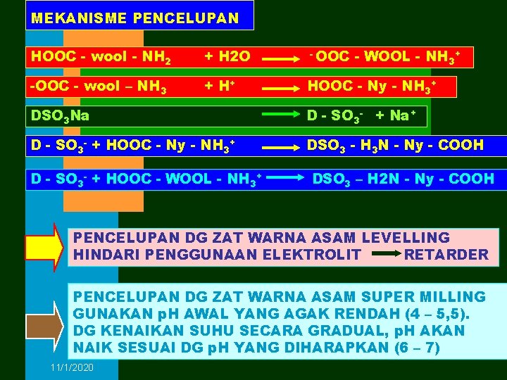 MEKANISME PENCELUPAN HOOC - wool - NH 2 + H 2 O -OOC -