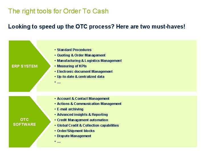 The right tools for Order To Cash Looking to speed up the OTC process?
