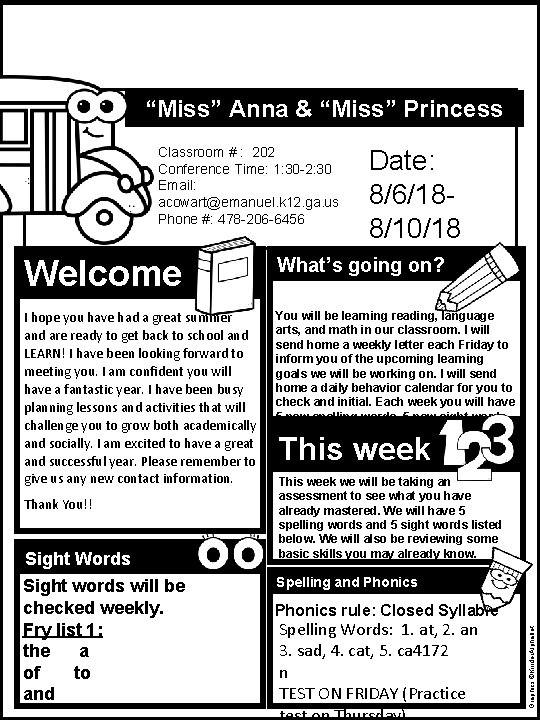 “Miss” Anna & “Miss” Princess Classroom # : 202 Conference Time: 1: 30 -2: