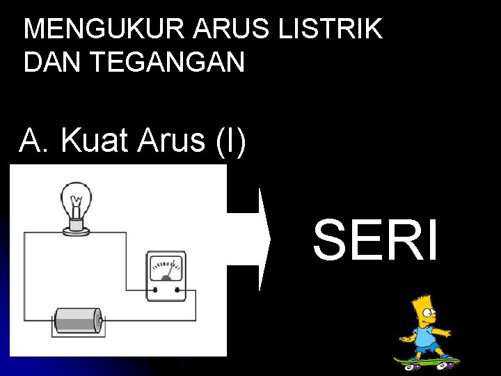 MENGUKUR ARUS LISTRIK DAN TEGANGAN A. Kuat Arus (I) SERI 