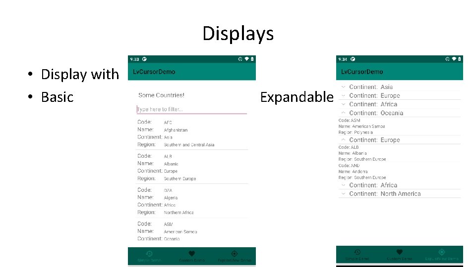 Displays • Display with • Basic Expandable 