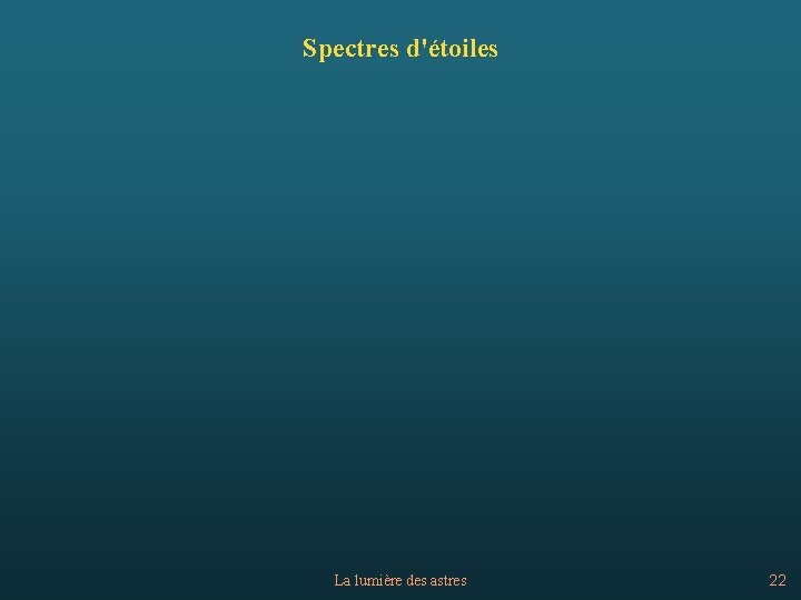 Spectres d'étoiles La lumière des astres 22 