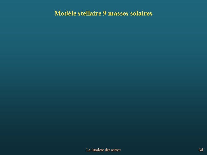 Modèle stellaire 9 masses solaires La lumière des astres 64 