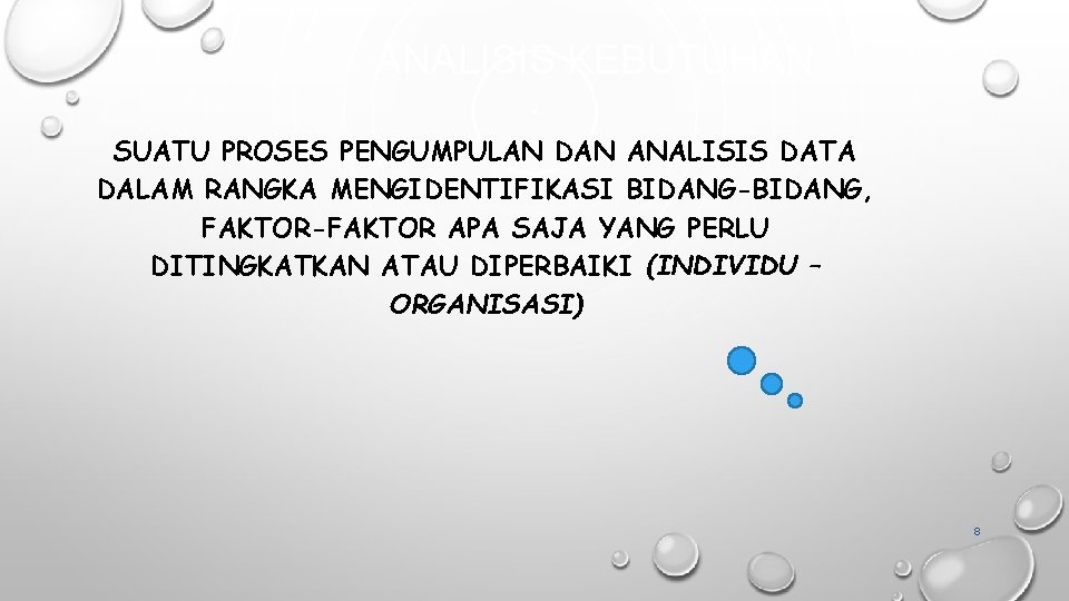 ANALISIS KEBUTUHAN SUATU PROSES PENGUMPULAN DAN ANALISIS DATA DALAM RANGKA MENGIDENTIFIKASI BIDANG-BIDANG, FAKTOR-FAKTOR APA