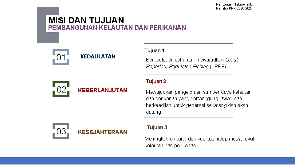 Rancangan Teknokratik Renstra KKP 2020 -2024 MISI DAN TUJUAN PEMBANGUNAN KELAUTAN DAN PERIKANAN 01