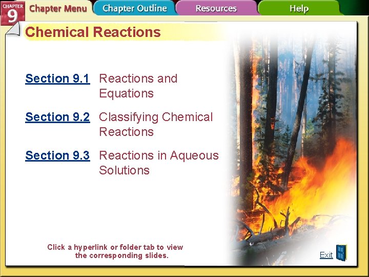 Chemical Reactions Section 9. 1 Reactions and Equations Section 9. 2 Classifying Chemical Reactions