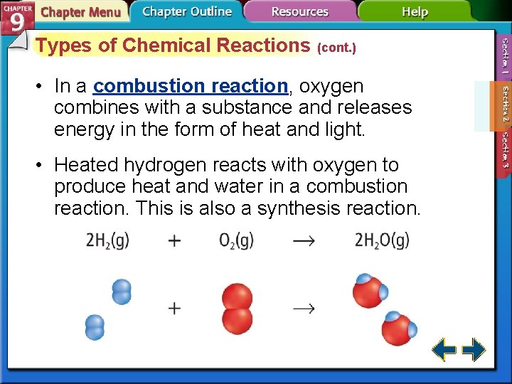 Types of Chemical Reactions (cont. ) • In a combustion reaction, oxygen combines with