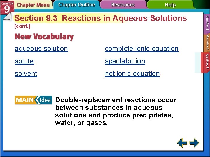 Section 9. 3 Reactions in Aqueous Solutions (cont. ) aqueous solution complete ionic equation