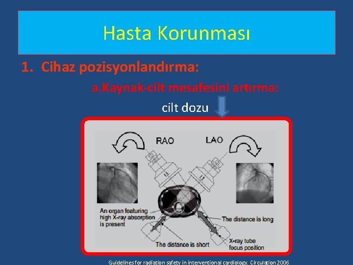 Hasta Korunması 1. Cihaz pozisyonlandırma: a. Kaynak-cilt mesafesini artırma: cilt dozu Guidelines for radiation Hasta Korunması 1. Cihaz pozisyonlandırma: a. Kaynak-cilt mesafesini artırma: cilt dozu Guidelines for radiation