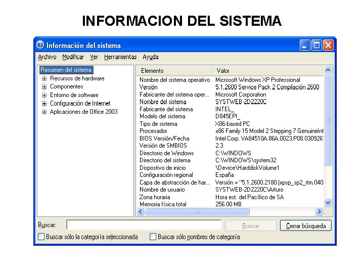 INFORMACION DEL SISTEMA 