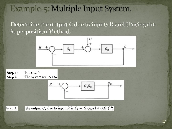 Example-5: Multiple Input System. Determine the output C due to inputs R and U