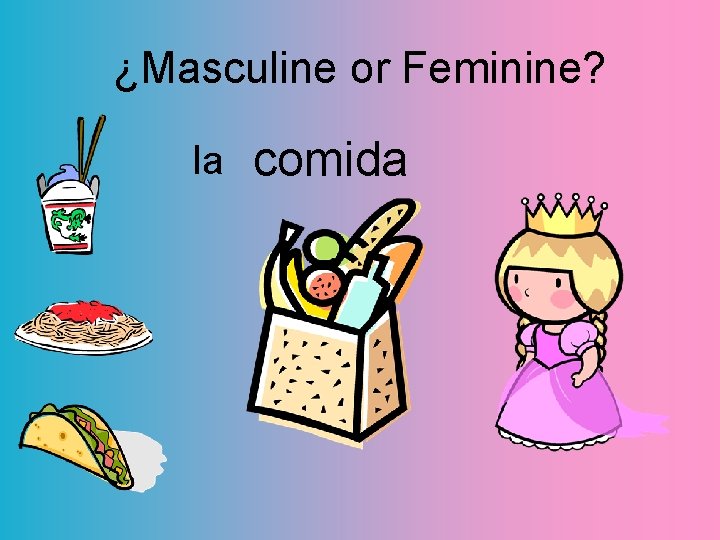 ¿Masculine or Feminine? la comida 