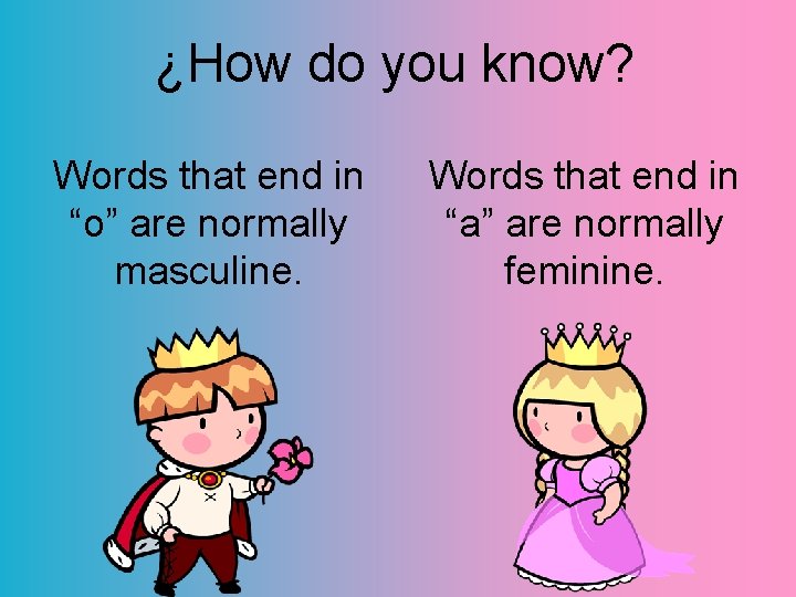 ¿How do you know? Words that end in “o” are normally masculine. Words that
