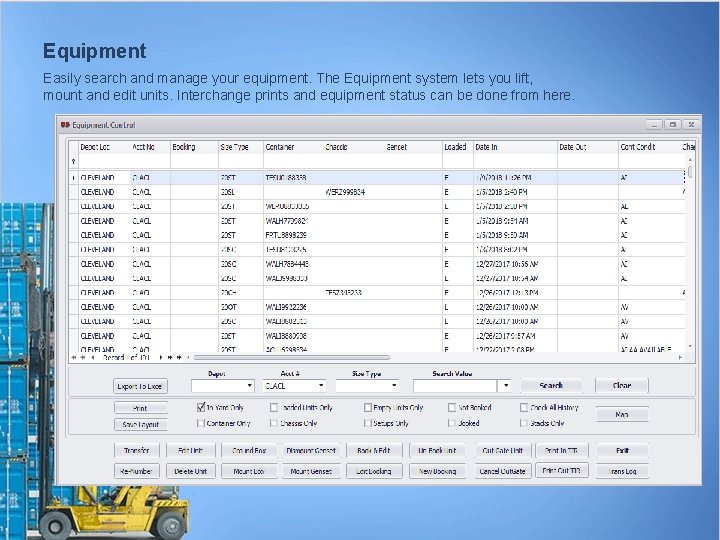 Equipment Easily search and manage your equipment. The Equipment system lets you lift, mount