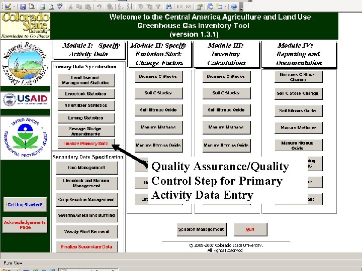 Quality Assurance/Quality Control Step for Primary Activity Data Entry 