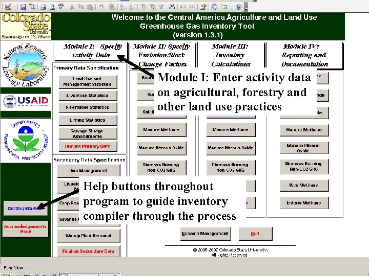 Module I: Enter activity data on agricultural, forestry and other land use practices Help