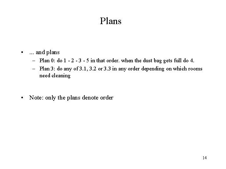 Plans • . . . and plans – Plan 0: do 1 - 2