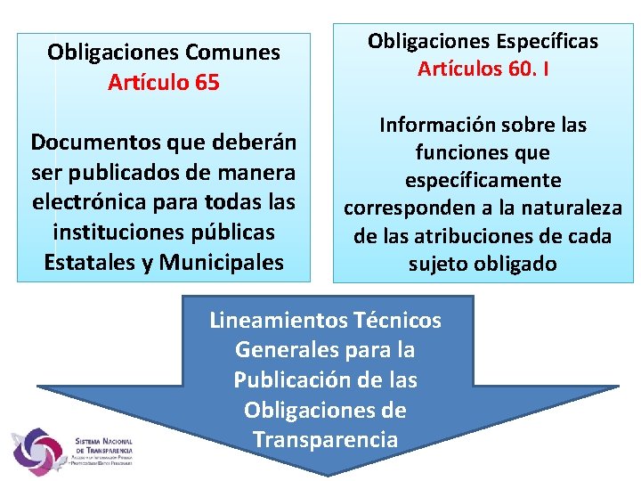 Obligaciones Comunes Artículo 65 Documentos que deberán ser publicados de manera electrónica para todas