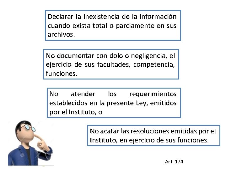 Declarar la inexistencia de la información cuando exista total o parciamente en sus archivos.