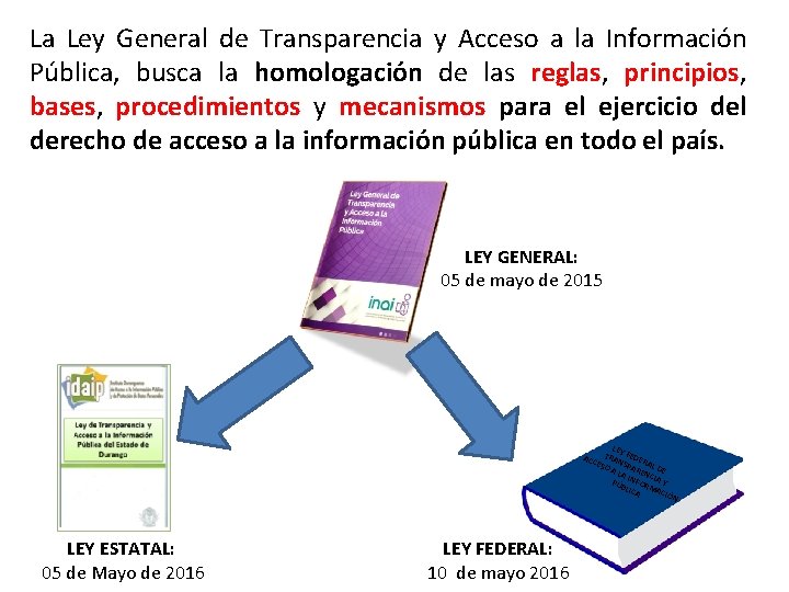 La Ley General de Transparencia y Acceso a la Información Pública, busca la homologación