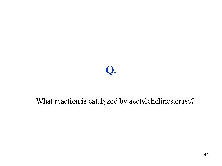 Q. What reaction is catalyzed by acetylcholinesterase? 48 