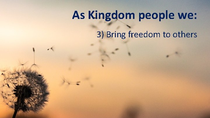 As Kingdom people we: 3) Bring freedom to others 