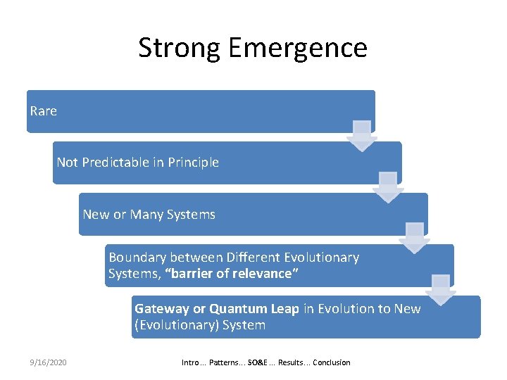 Strong Emergence Rare Not Predictable in Principle New or Many Systems Boundary between Different