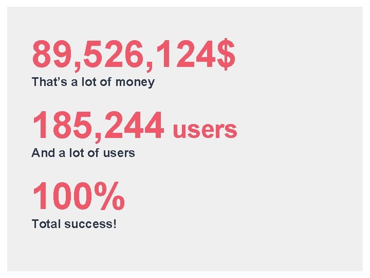 89, 526, 124$ That’s a lot of money 185, 244 users And a lot