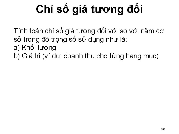 Chỉ số giá tương đối Tính toán chỉ số giá tương đối với so