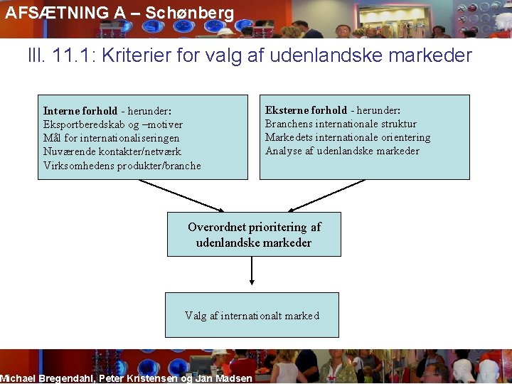 AFSÆTNING A – Schønberg Ill. 11. 1: Kriterier for valg af udenlandske markeder Interne