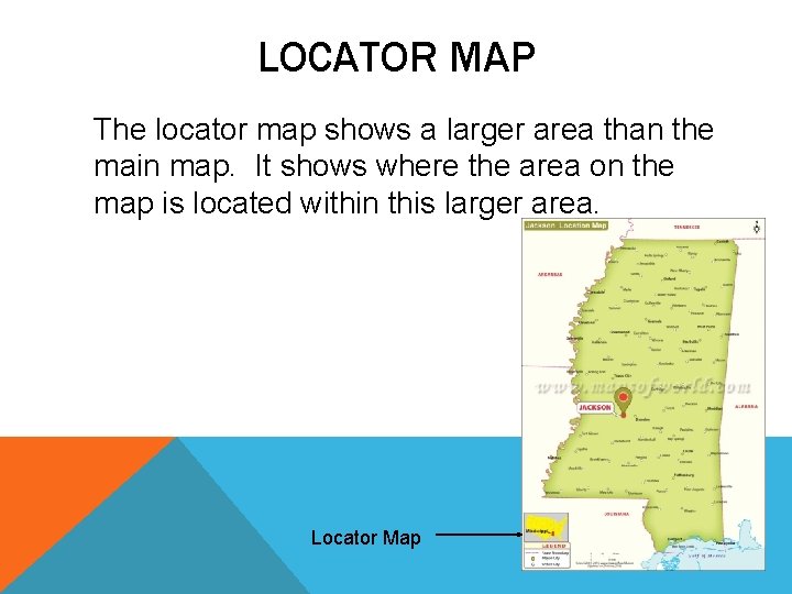 LOCATOR MAP The locator map shows a larger area than the main map. It