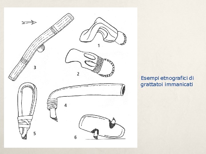 Esempi etnografici di grattatoi immanicati 