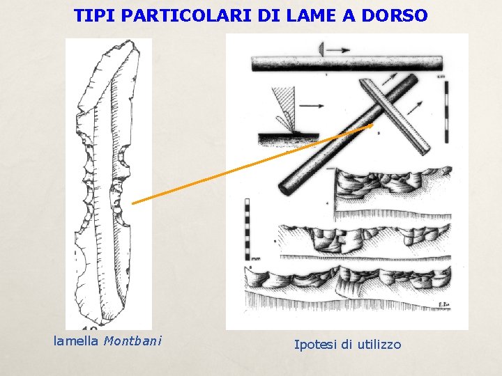 TIPI PARTICOLARI DI LAME A DORSO lamella Montbani Ipotesi di utilizzo 