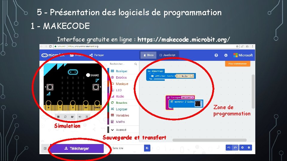 5 - Présentation des logiciels de programmation 1 - MAKECODE Interface gratuite en ligne