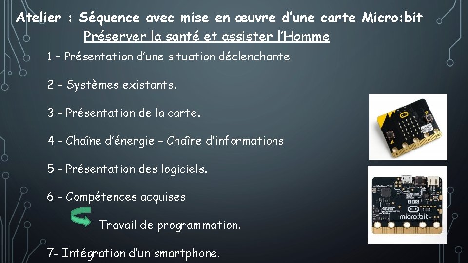 Atelier : Séquence avec mise en œuvre d’une carte Micro: bit Préserver la santé