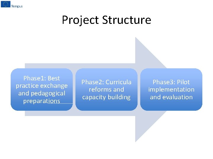 Project Structure Phase 1: Best practice exchange and pedagogical preparations Phase 2: Curricula reforms