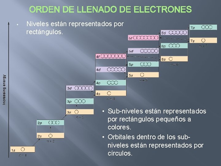  • Niveles están representados por rectángulos. • Sub-niveles están representados por rectángulos pequeños