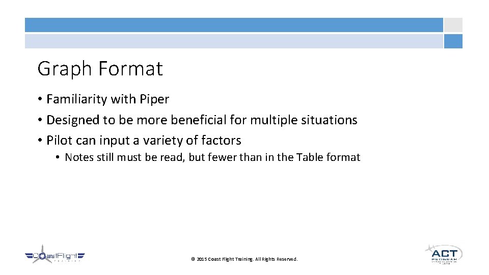 Graph Format • Familiarity with Piper • Designed to be more beneficial for multiple