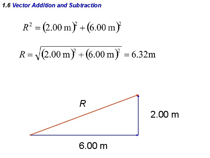 1. 6 Vector Addition and Subtraction R 2. 00 m 6. 00 m 