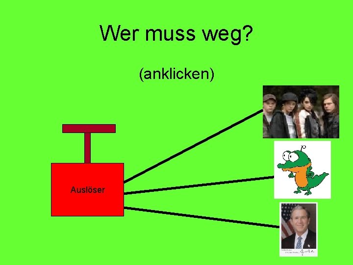 Wer muss weg? (anklicken) Auslöser 