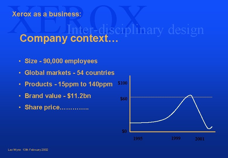 XEROX Xerox as a business: Inter-disciplinary design Company context… • Size - 90, 000